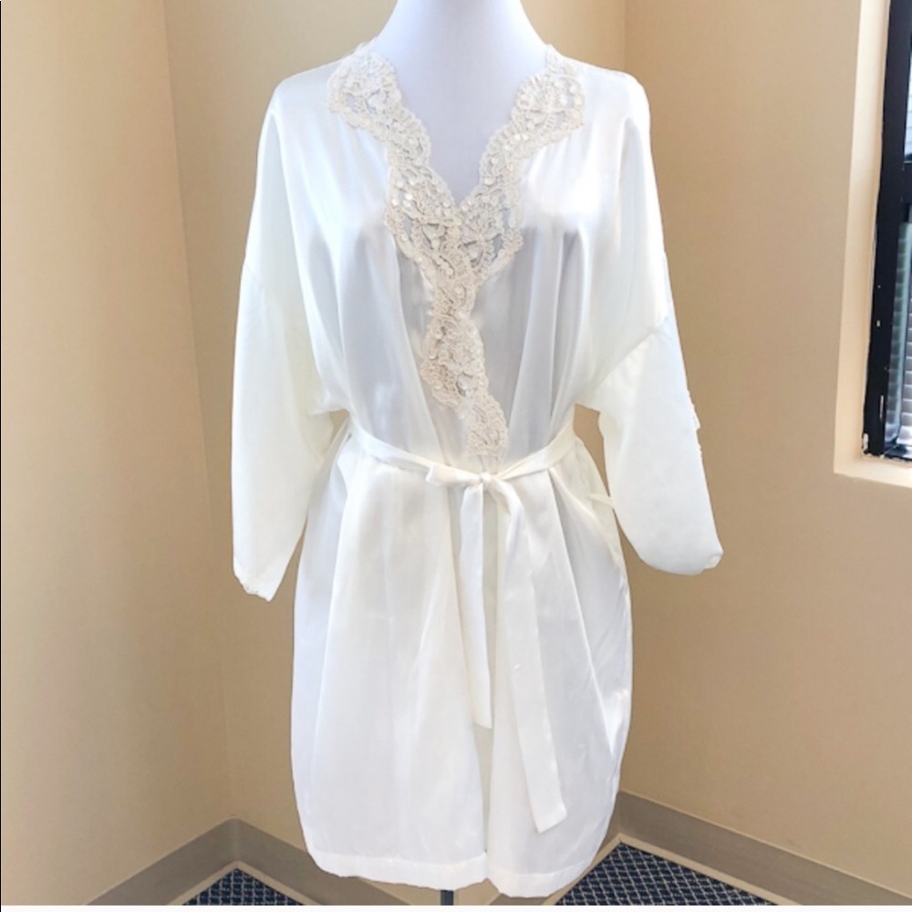 Ivory Satin Bridal Wedding Robe